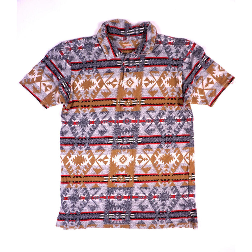 Kapital Polo Shirt Men Medium Size 3 Aztec Southwestern Designer Made Japan Knit